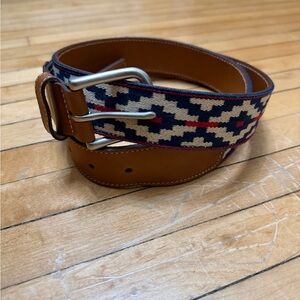 La Matera Chico Trucha Woven Genuine Leather Belt Aztec Geometric Sz. 40